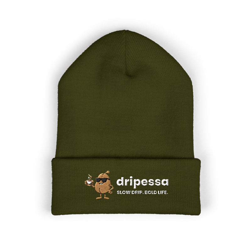 Dripessa Slow Drip. Bold Life. Embroidered Cuffed Beanie